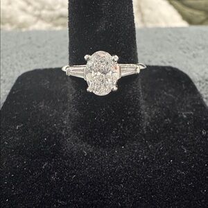 Platinum 1.19 CTW Oval-Cut Lab Grown Diamond Ring Hallmark 6 Pictorial Handmade